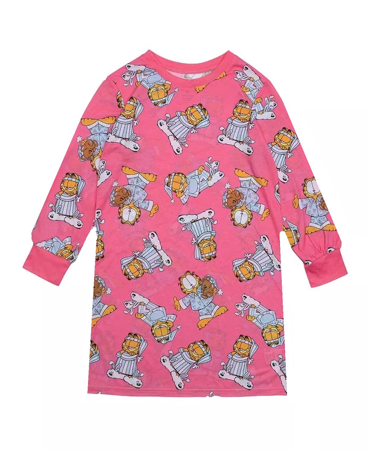 Garfield Bedtime Pajamas and Bunny Slippers Print Pink Girl's Nightgown - 第 5/8 張圖片