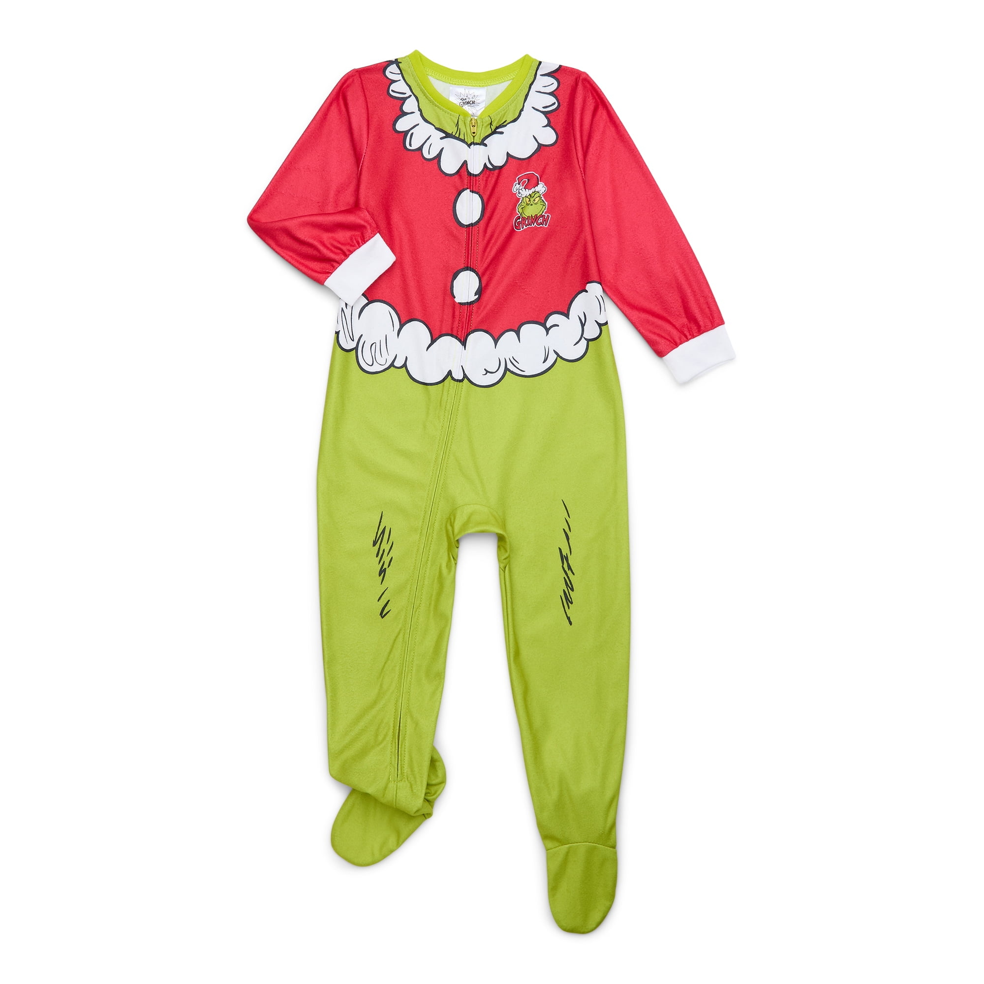 The Grinch Toddler Boy's Girl's Costume Footed Christmas Pajama Sleeper - Picture 7 of 8