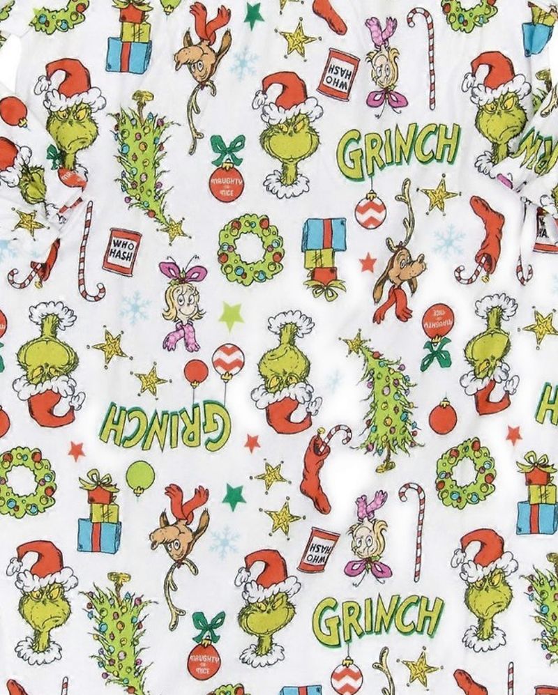 Dr. Seuss The Grinch Girl's Flannel Christmas Character Print Nightgown, Gown - Picture 8 of 8