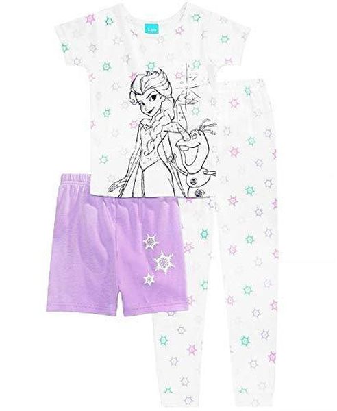 Juego de pijamas de copo de nieve de algodón Disney Frozen Elsa y Olaf de 3 piezas - Imagen 2 de 2