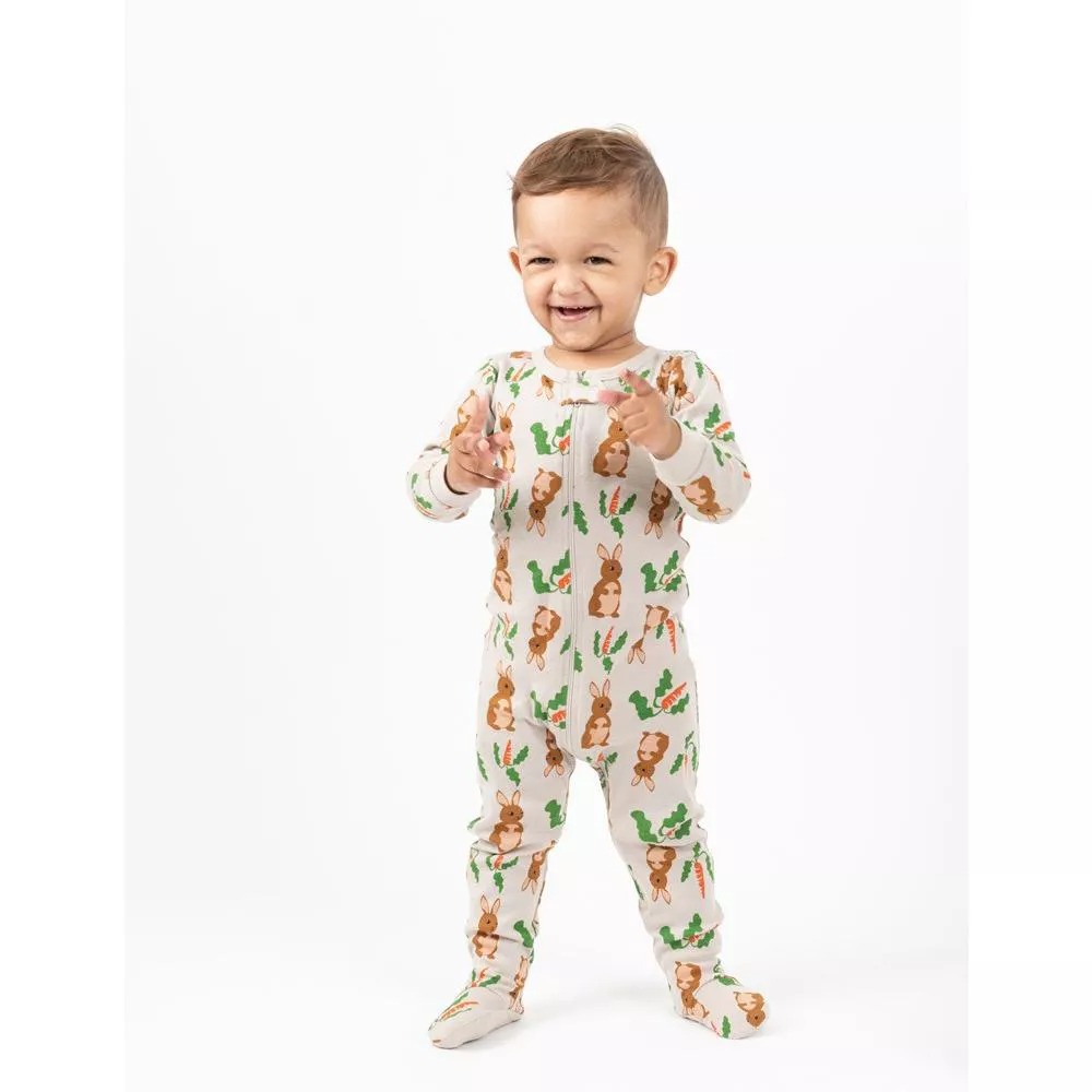 Toddler Boy's, Girl's Bunny Rabbit Easter Cotton Footed Pajama Sleeper - Picture 8 of 10