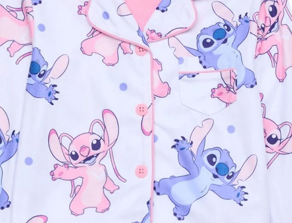 Lilo and Angel Girl's Button Down Flannel Character Print Pajama Set - Picture 7 of 8