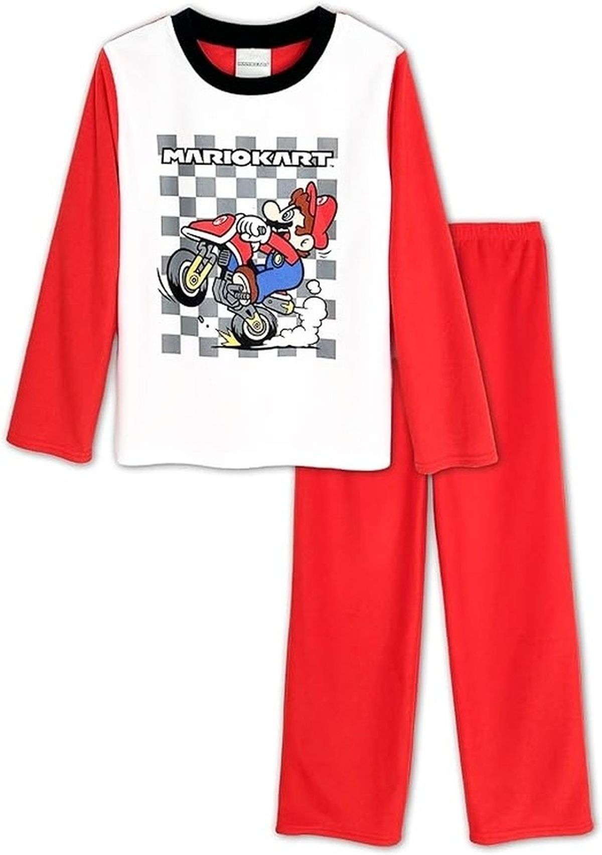 Super Mario Kart Boy's Checkered Flag Race Fleece Pajama Set - Picture 5 of 10