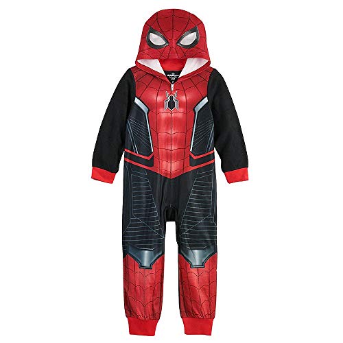 Spider-Man schwarz, rot Anzug Kapuze Kostüm Fleece Pyjama Schlafanzug - Bild 3 von 5