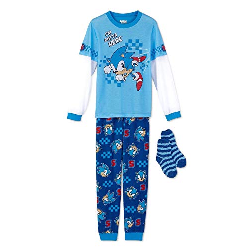 Sonic The Hedgehog Polyester Jersey and Fleece Pajama, Socks Set - Picture 4 of 5