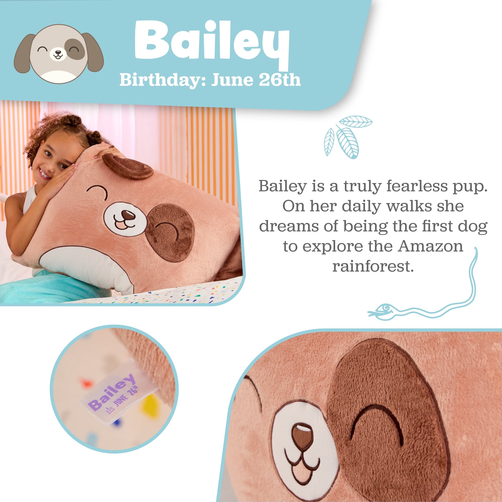 Saint Eve Kids Pillow Pals Velvet Fleece Pillow Case, Soft Animal Pillow Cover - Produktbild 2