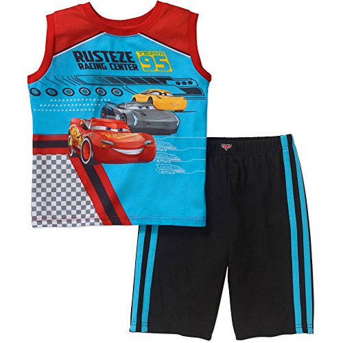 Disney Cars 3 Lightning McQueen Rusteze Racing Center Boys Shorts Pajama Set - Picture 2 of 3