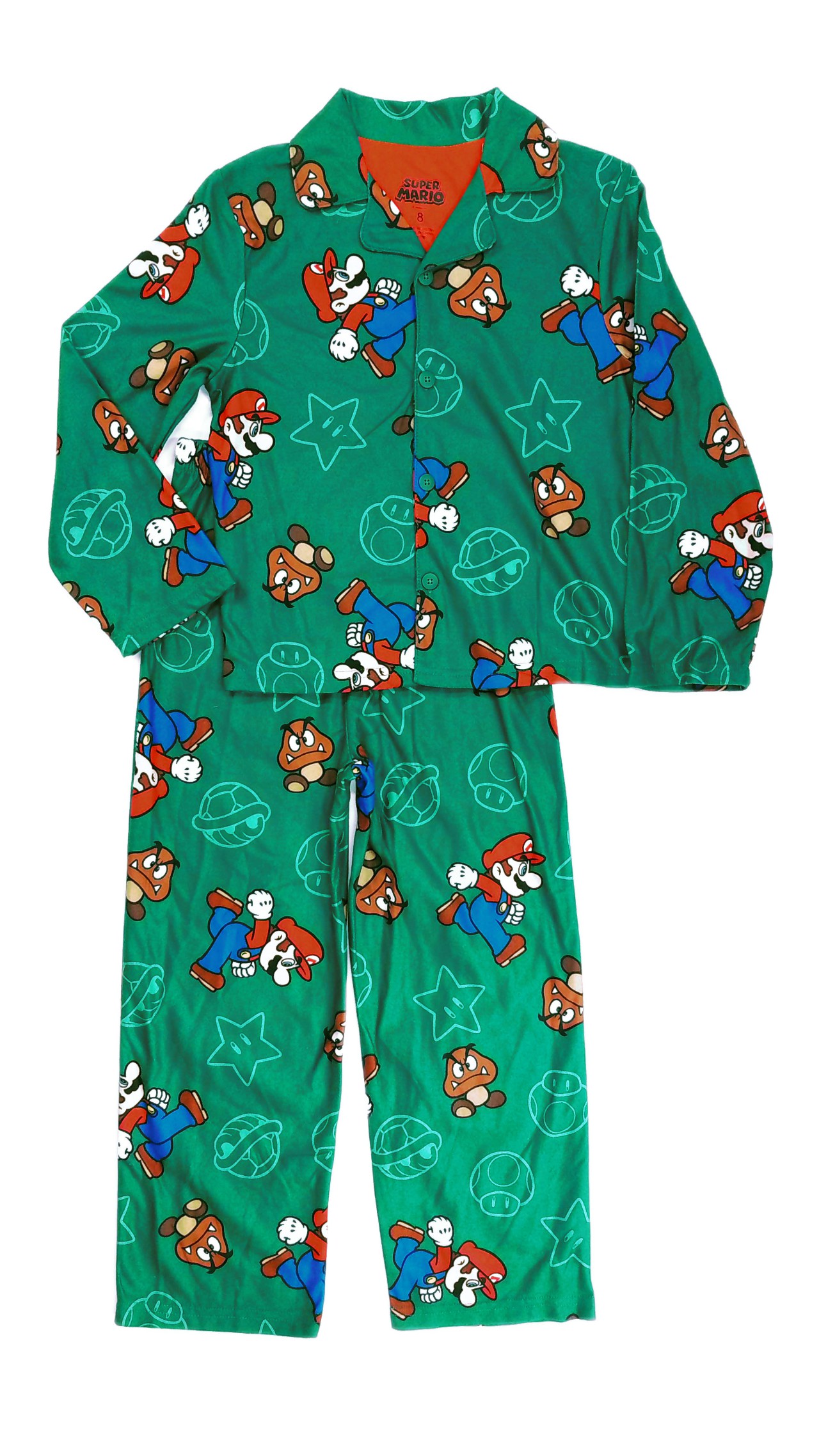 Super Mario and Goombas Print Flannel Character Button-Down Pajama Set - Picture 9 of 10