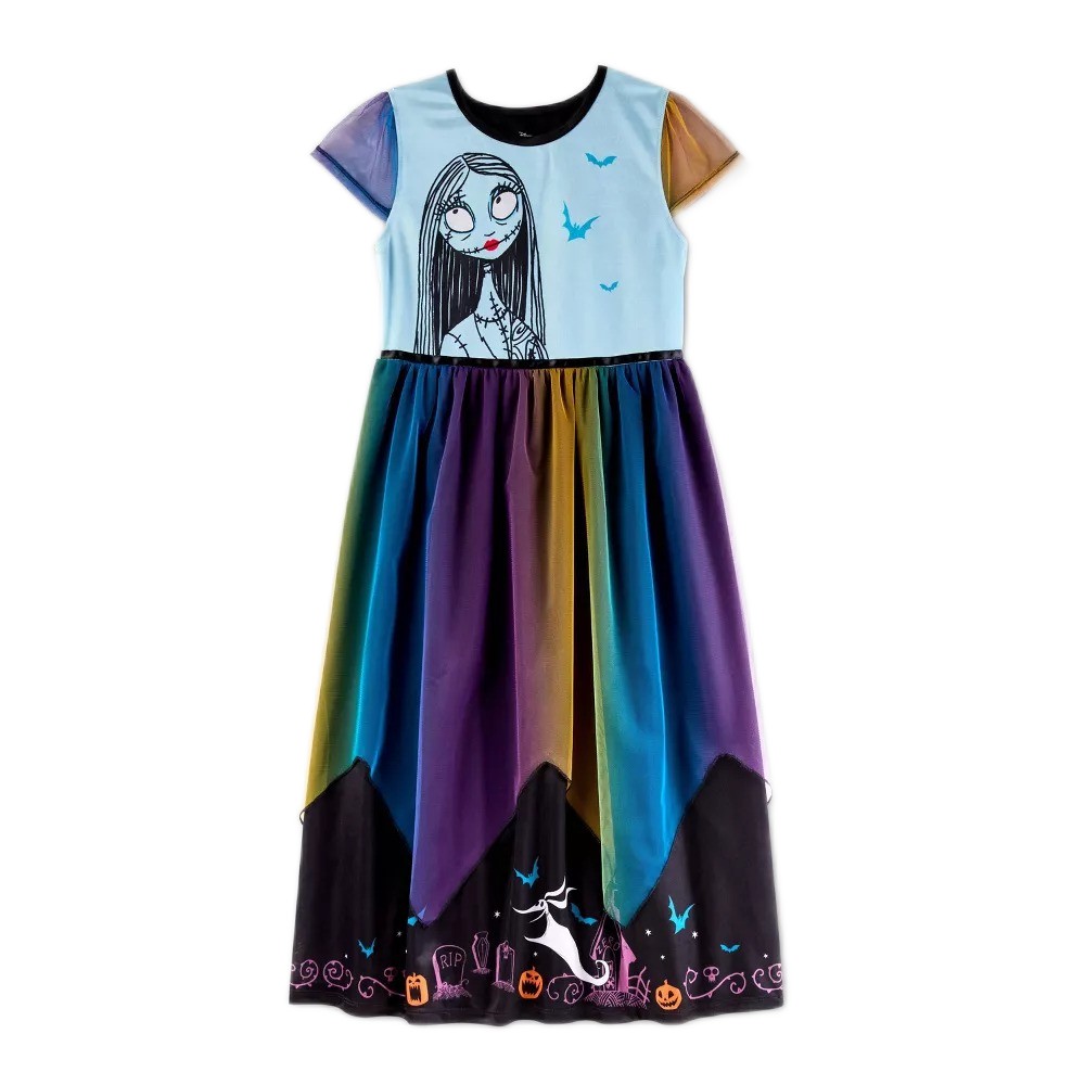 Nightmare Before Christmas Sally Girl's Halloween Satinet and Tulle Nightgown - Picture 9 of 10