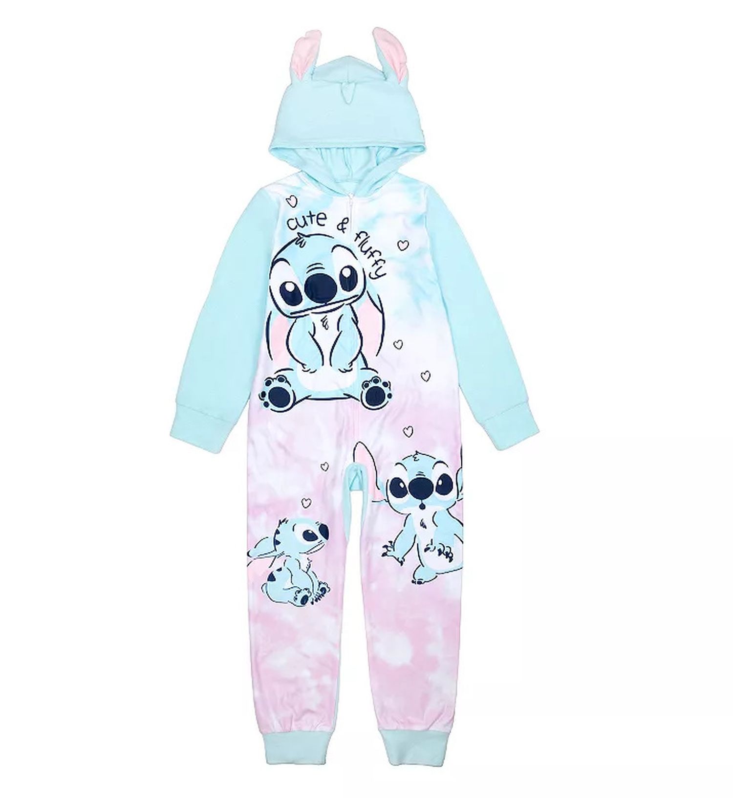Disney's Lilo and Stitch Cute and Fluffy Girl's Hooded Fleece Pajama Sleeper - Picture 4 of 15