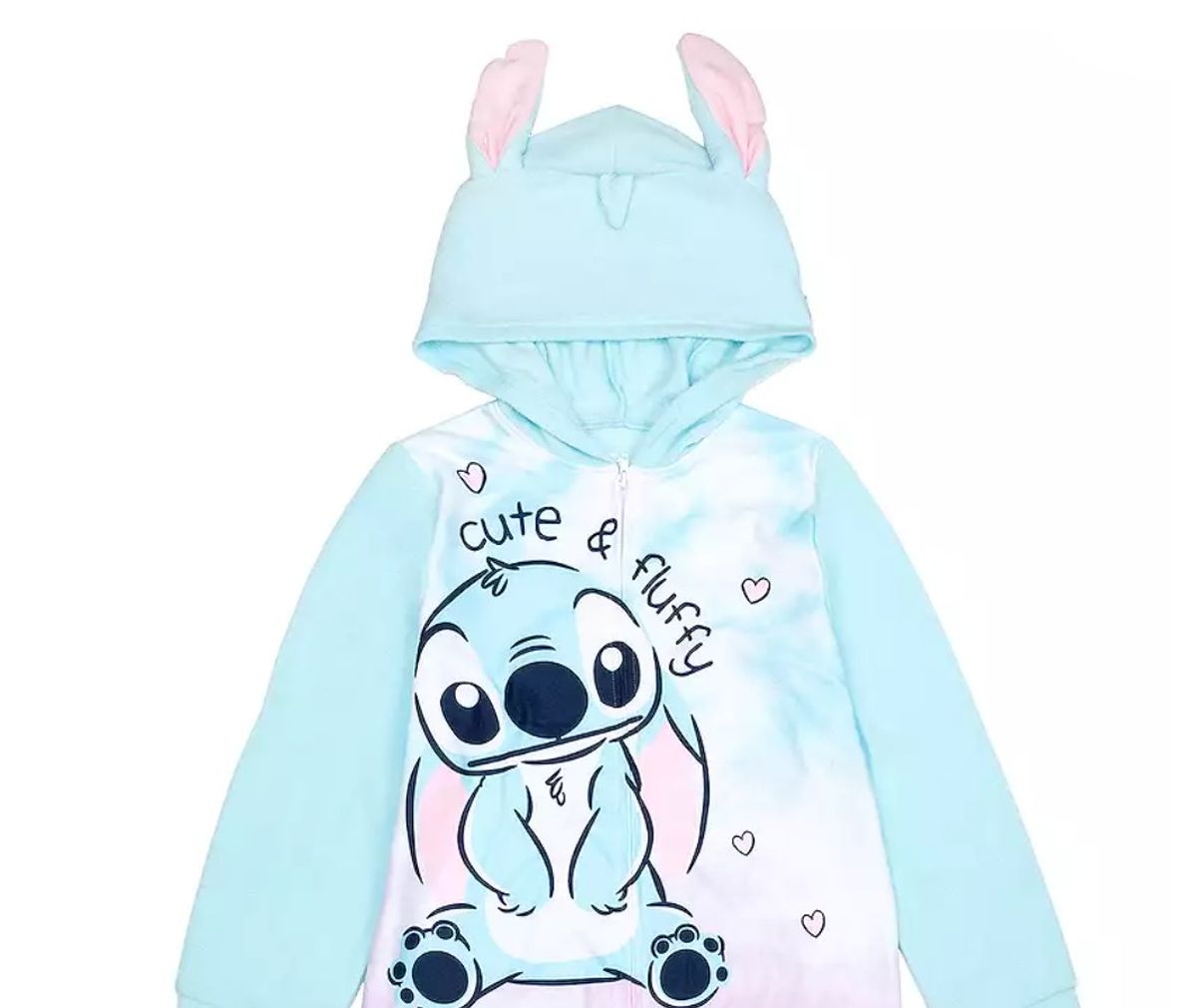 Disney's Lilo and Stitch Cute and Fluffy Girl's Hooded Fleece Pajama Sleeper - Picture 14 of 15