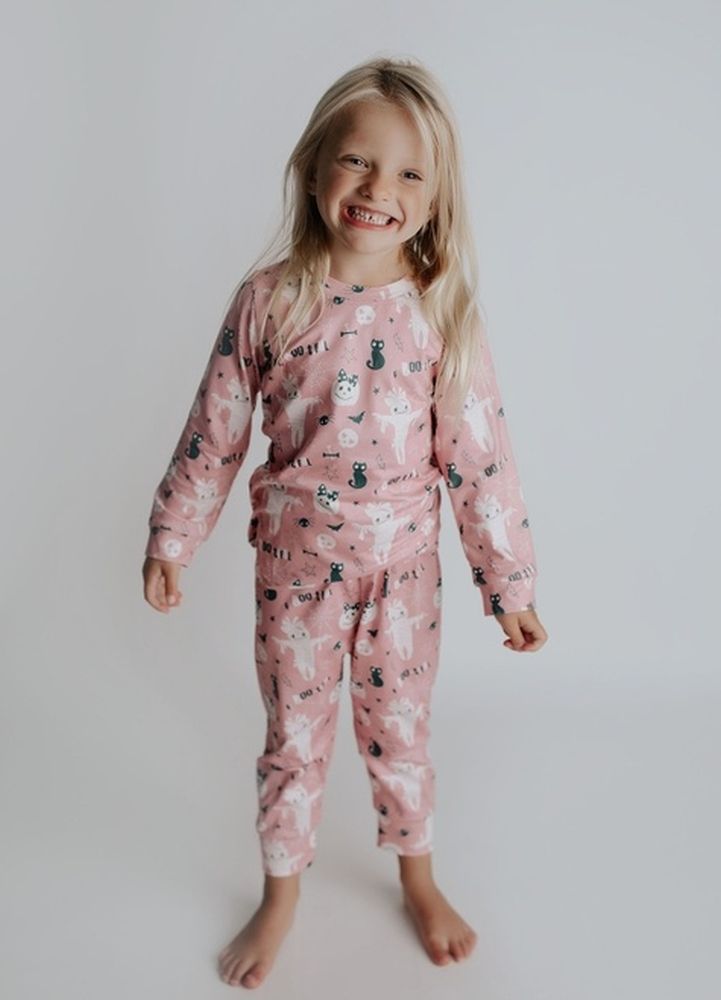 Three Little Tots Toddler Girl's Halloween BOO-tiful Pink Pajama Set - Picture 10 of 20