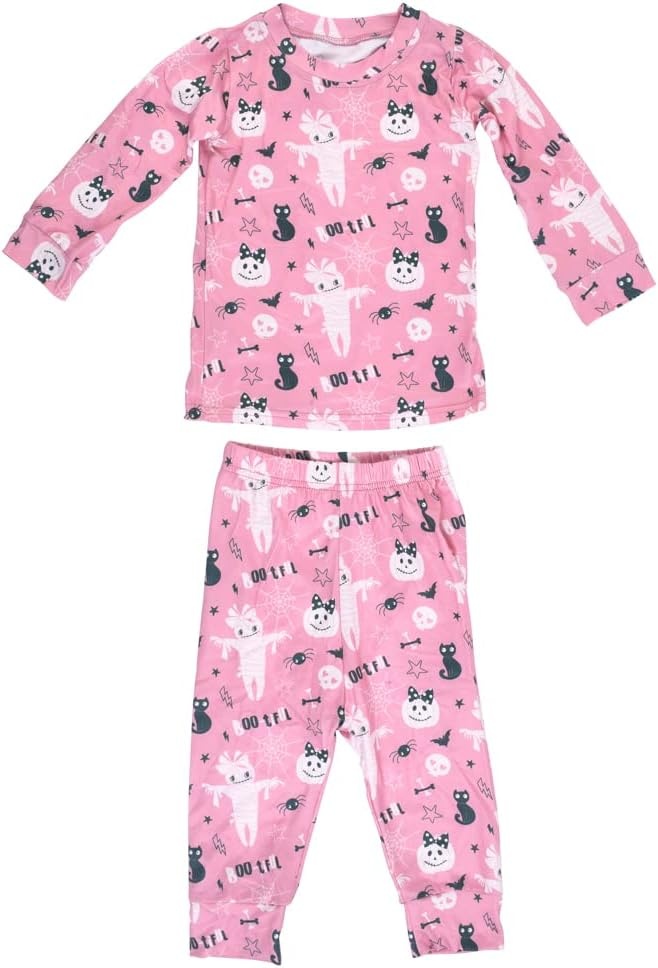 Three Little Tots Toddler Girl's Halloween BOO-tiful Pink Pajama Set - Picture 13 of 20