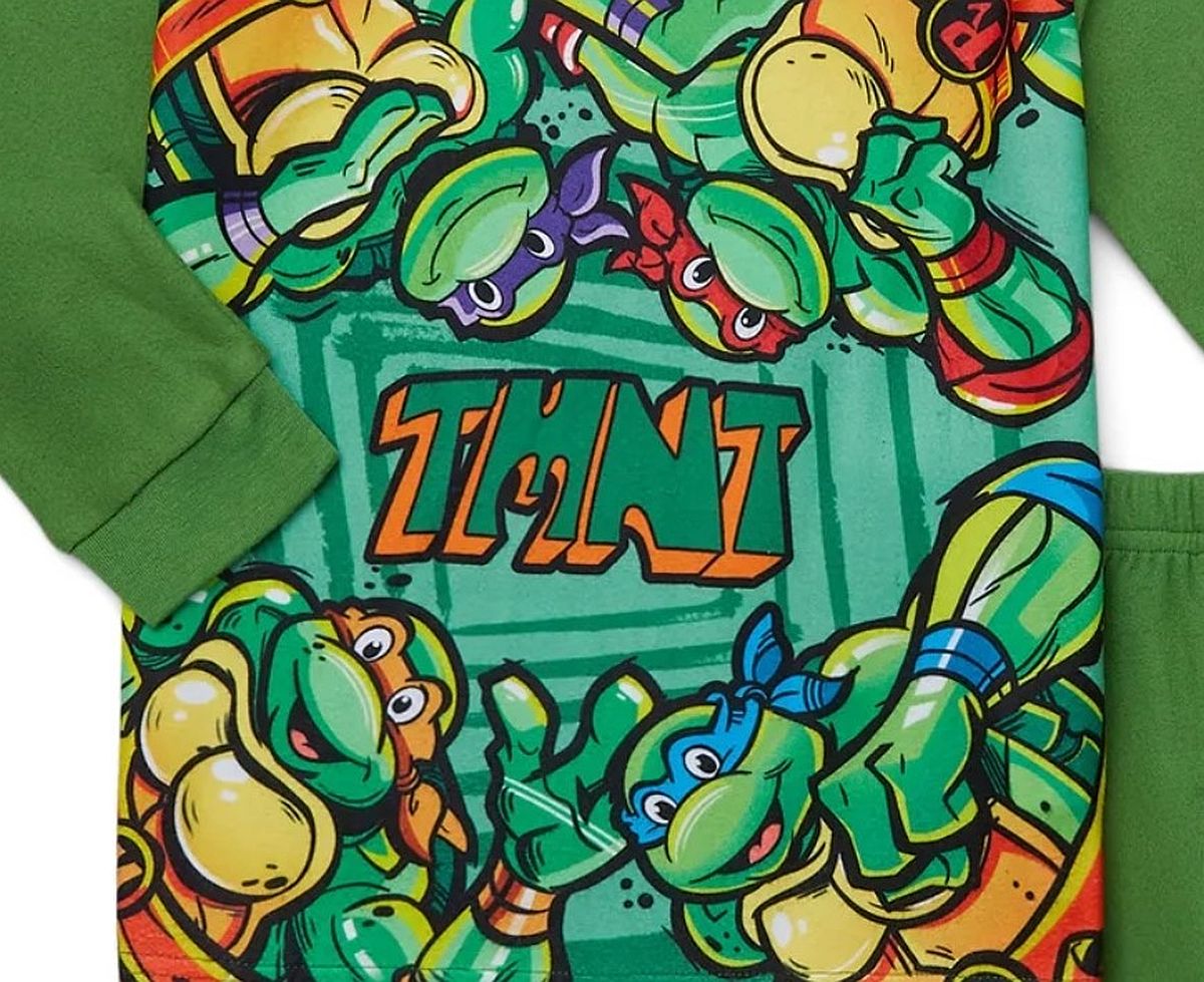 Nickelodeon Teenage Mutant Ninja Turtles Boys Character Flannel Green Pajama Set - Picture 6 of 8
