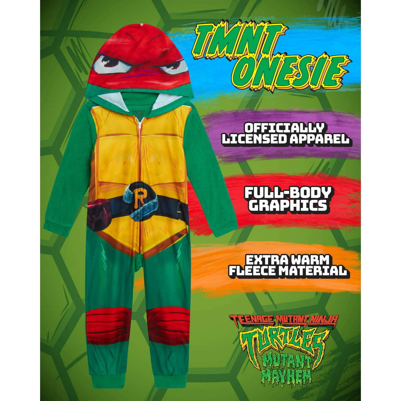 Teenage Mutant Ninja Turtle Raphael Costume Hooded Fleece Pajama Sleeper - Picture 9 of 15