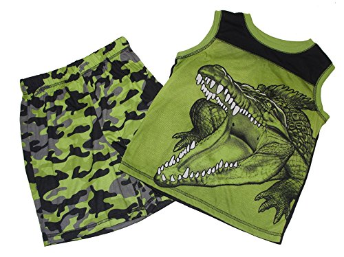 Boy/'s Camouflage Dinosaur T-Rex Skeleton Pajama Shorts Set
