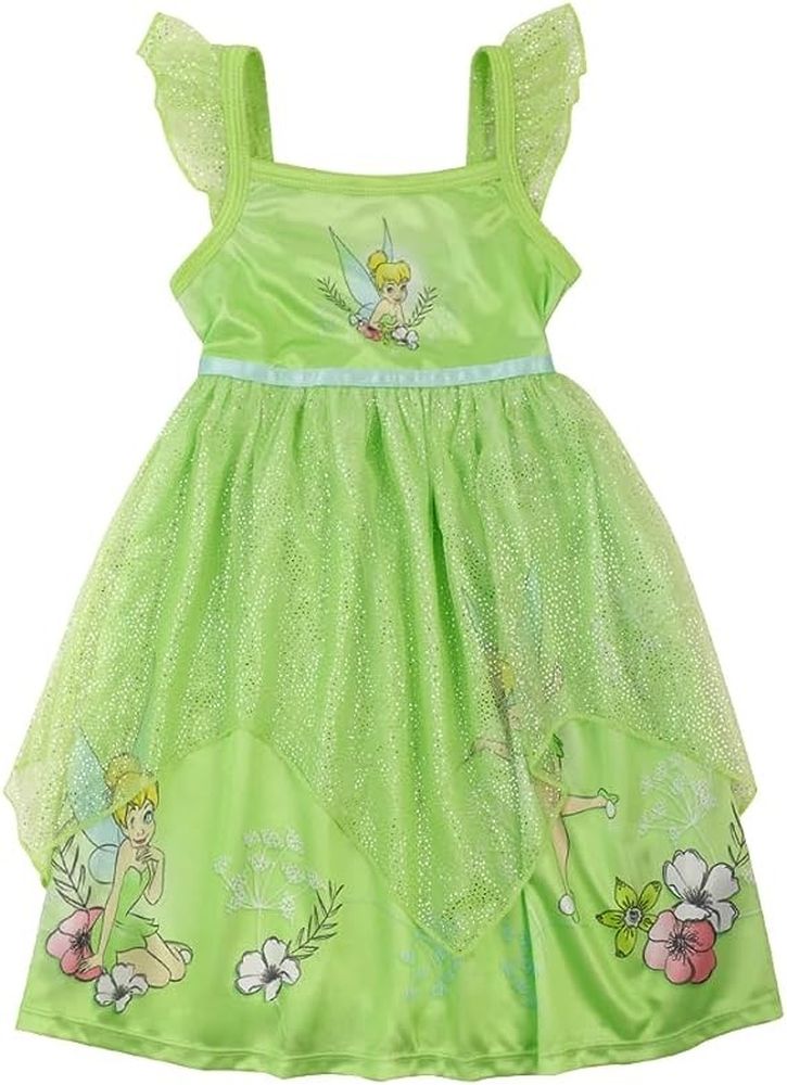 Disney Tinkerbell Girl's Green Shimmery Tulle Fantasy Nightgown, Gown - Picture 7 of 9