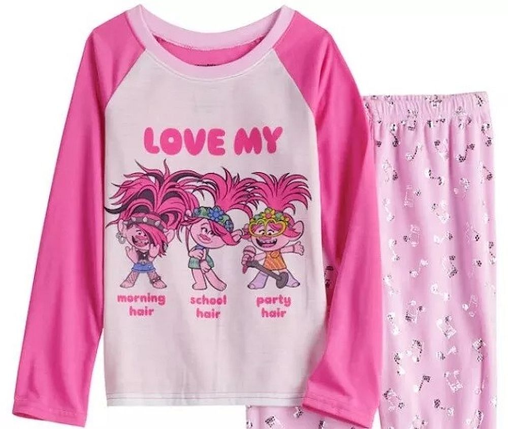 Trolls Poppy Love My Hair Poly Minky Fleece Girl's Pajama Set - Picture 4 of 4
