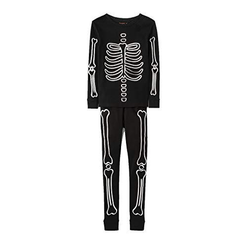 Juego de pijamas esqueleto de Halloween negro que brilla en la oscuridad para niños - Imagen 3 de 4