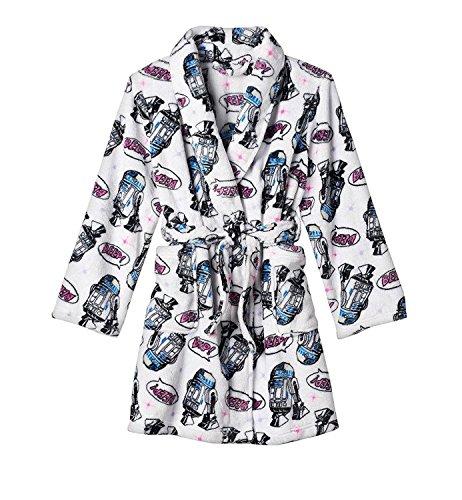 Disney Star Wars Girls Plush White R2-D2 Galaxy Bathrobe, Robe - Picture 2 of 2