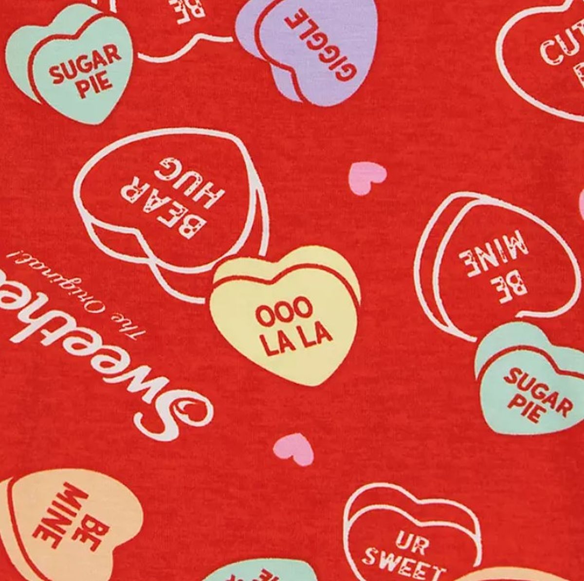 Girl's Red Valentines Sweethearts Candy Hearts Print Pajama Sleepwear Set - Picture 8 of 8
