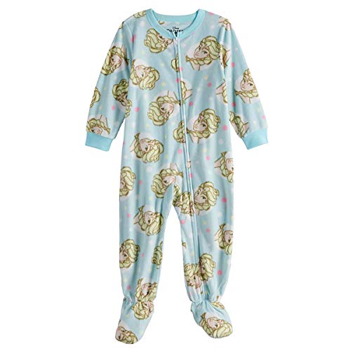 Disney Frozen Elsa Toddler Girl's Blue Polka Dot Fleece Footed Pajama Sleeper - Picture 4 of 4