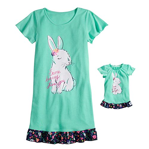 Mädchen Polyester Some Bunny Loves You Nachthemd mit Puppenkleid, Größe 4 - Bild 2 von 2