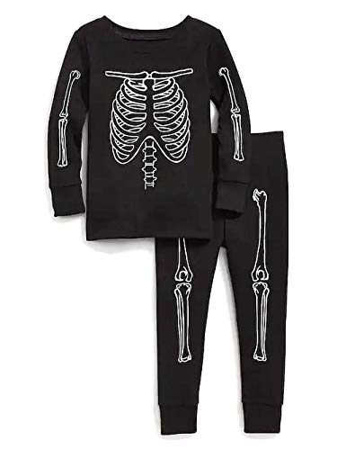 Toddler Boy's Black Glow-in-The-Dark Halloween Skeleton Pajama Set - Bild 5 von 5
