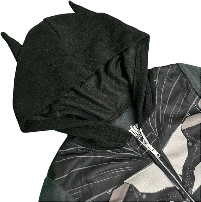 DC Comics Batman Gotham Superhero Boy's Fleece Hooded Pajama Sleeper, Union Suit - Picture 6 of 12