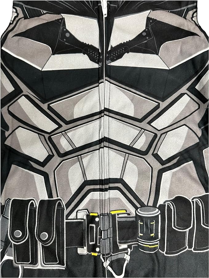 DC Comics Batman Gotham Superhero Boy's Fleece Hooded Pajama Sleeper, Union Suit - Picture 11 of 12