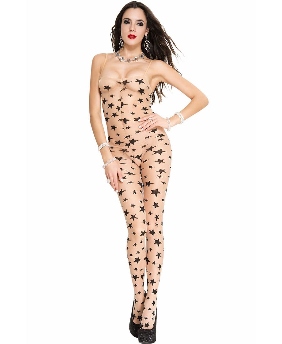 Brand New Star Print Spandex Bodystocking Music Legs 1070 - Picture 3 of 4
