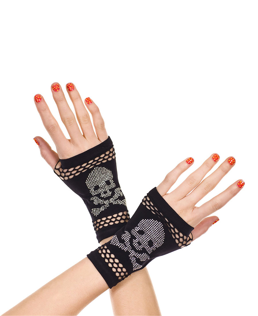 Skull Print Gloves Music Legs 425