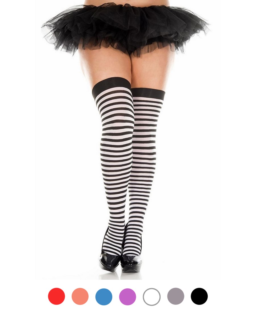 Plus Size Striped Thigh High Stockings Music Legs 4741Q