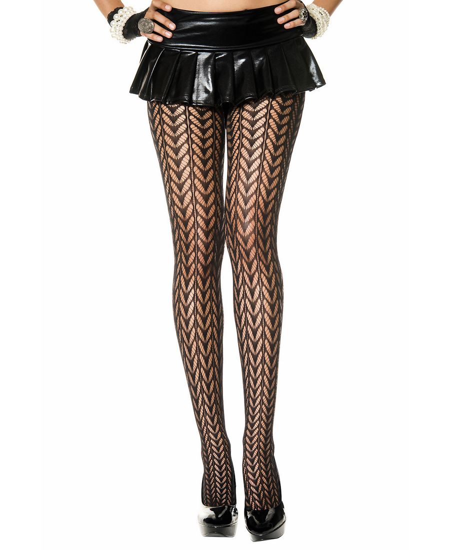 Mesh Feather Design Spandex Pantyhose Music Legs 5035