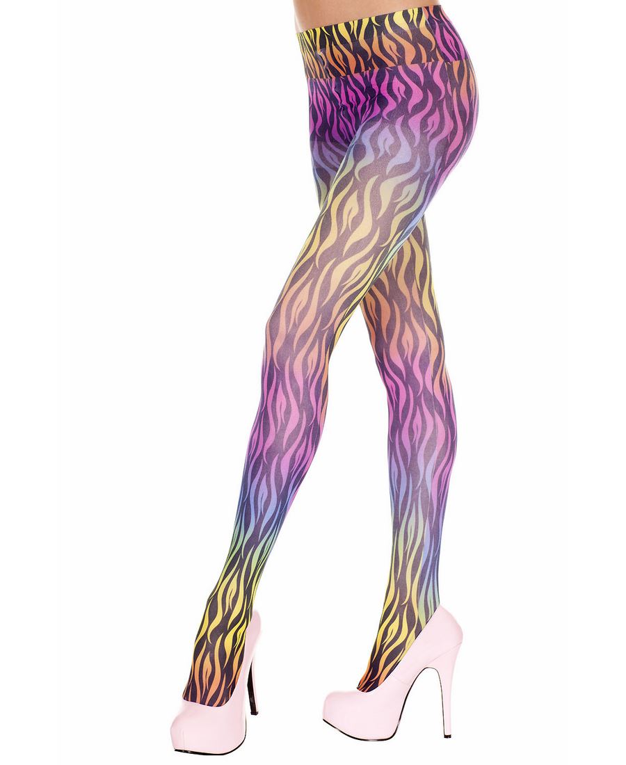 Rainbow Swirl Print Opaque Pantyhose Music Legs 674
