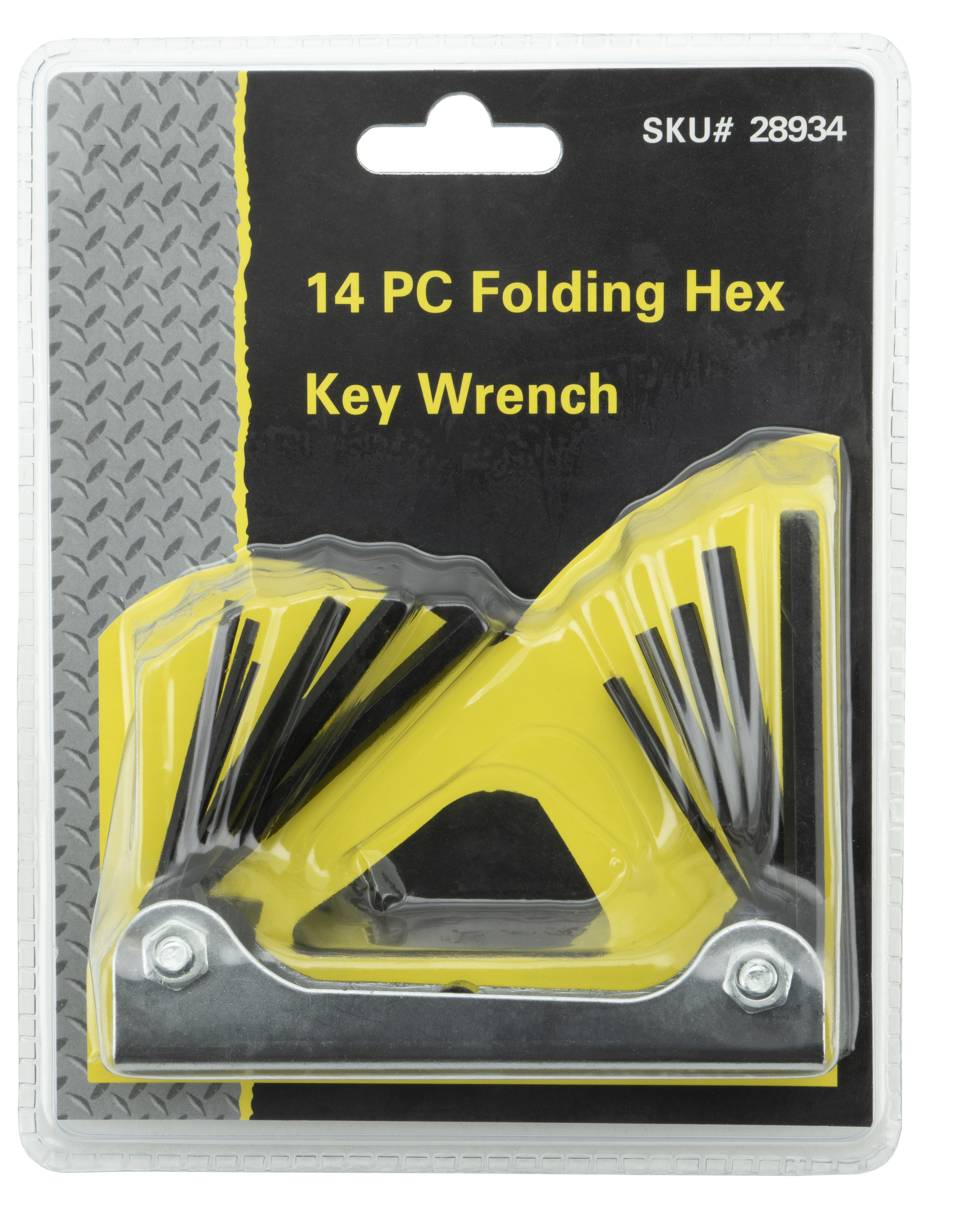 14pc Folding Hex Key Set Metric & SAE Steel Multitool