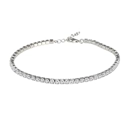 925 Sterling Silver 2mm Round Black Spinel Gemstone Tennis Bracelet For Women's