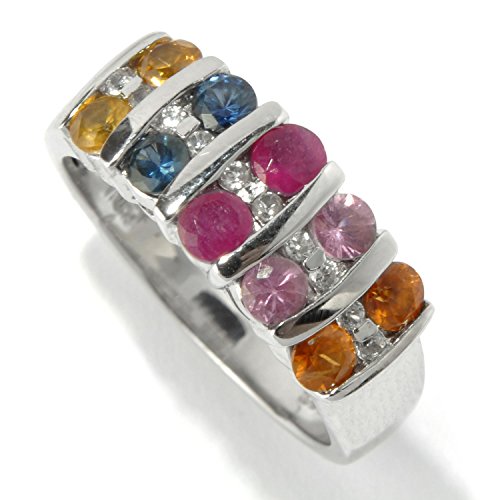 925 Sterling Silver 2.99Ctw Multi Sapphire Ring For Women's, Gift For Her. - Picture 4 of 5