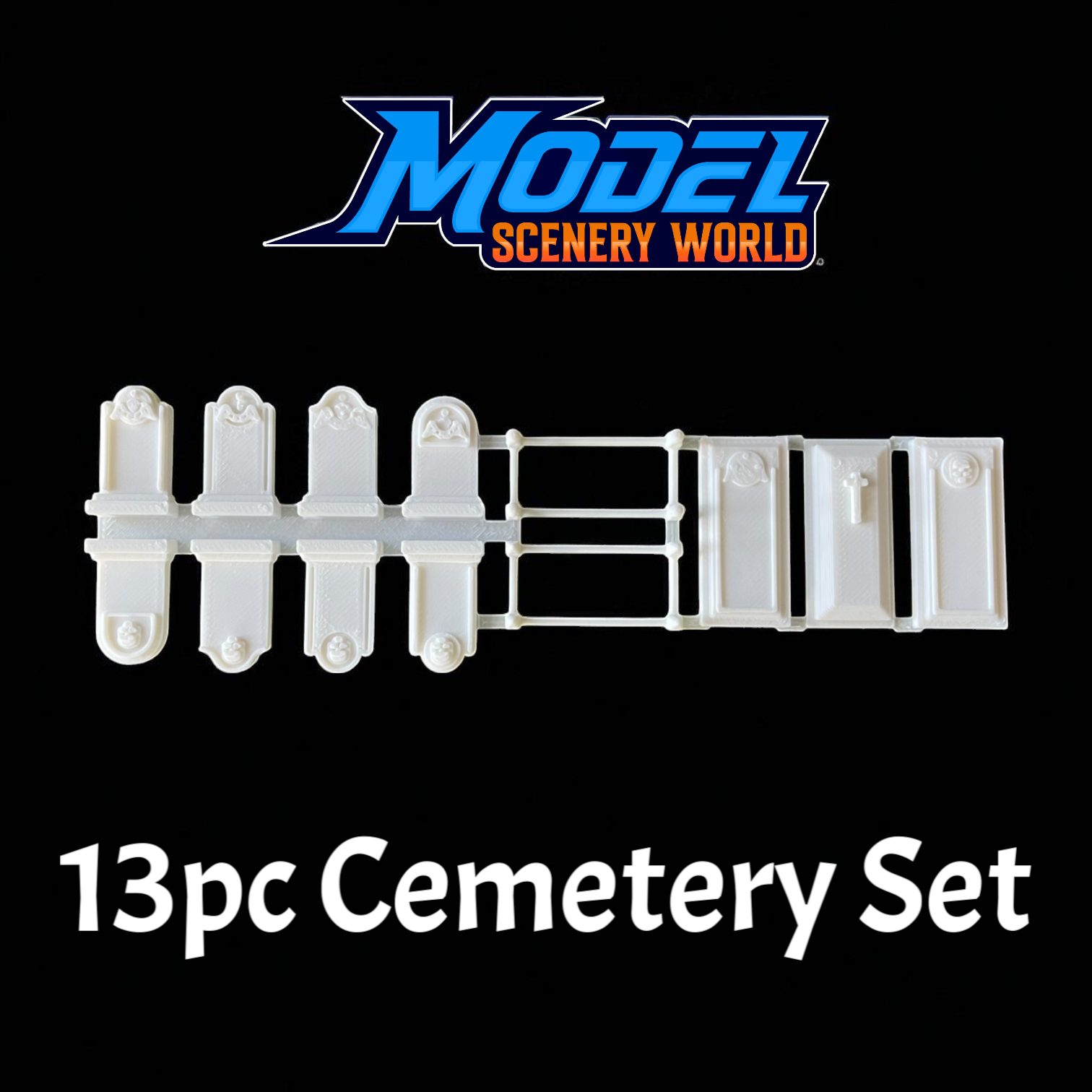 H0 Scale 1:87 Cemetery Wall & Stone Church Set - Painted Gray Or Unpainted Kit