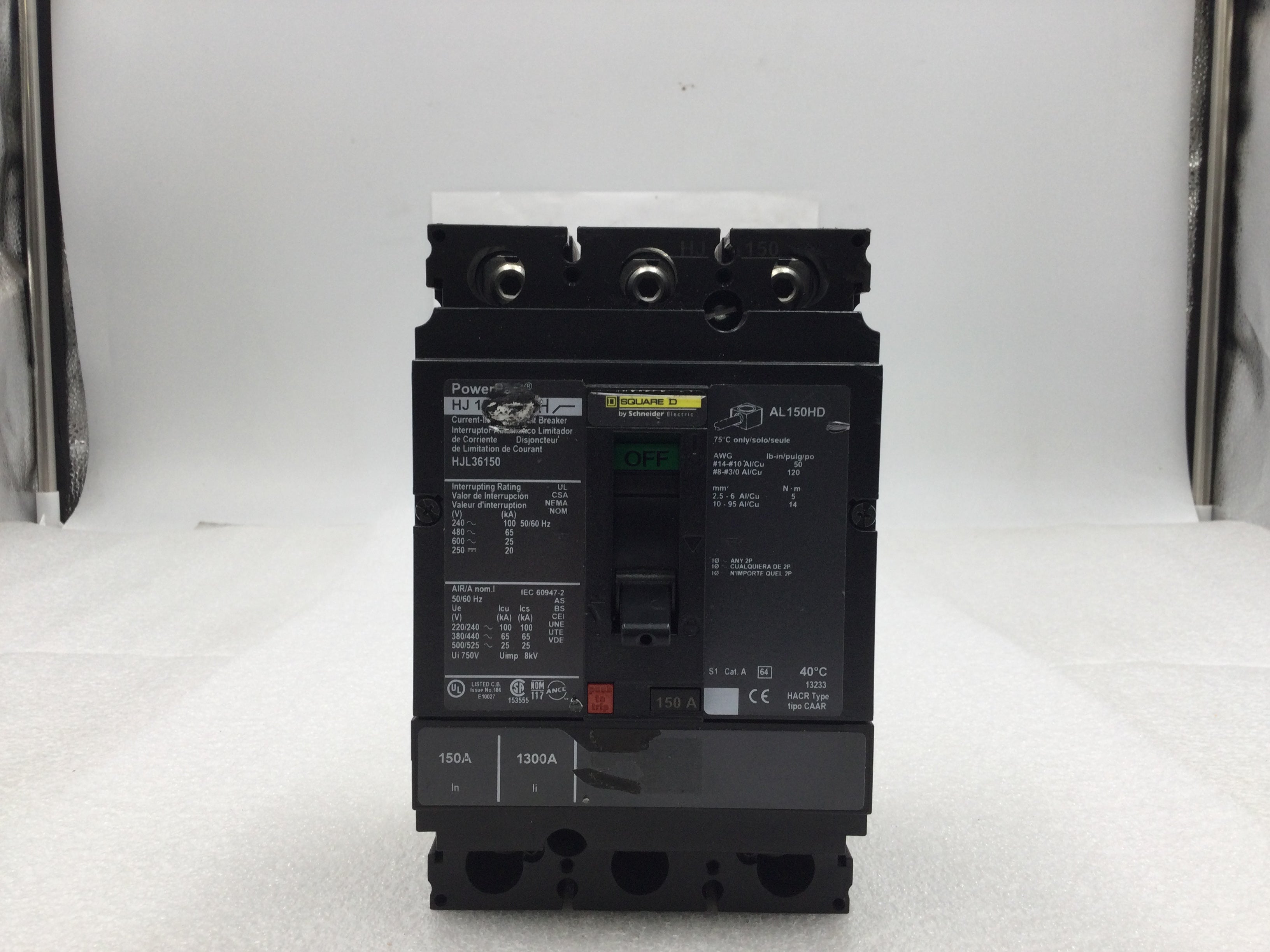 Disyuntor Square D PowerPact HJL36150 150 Amp 3 polos - Imagen 9 de 9