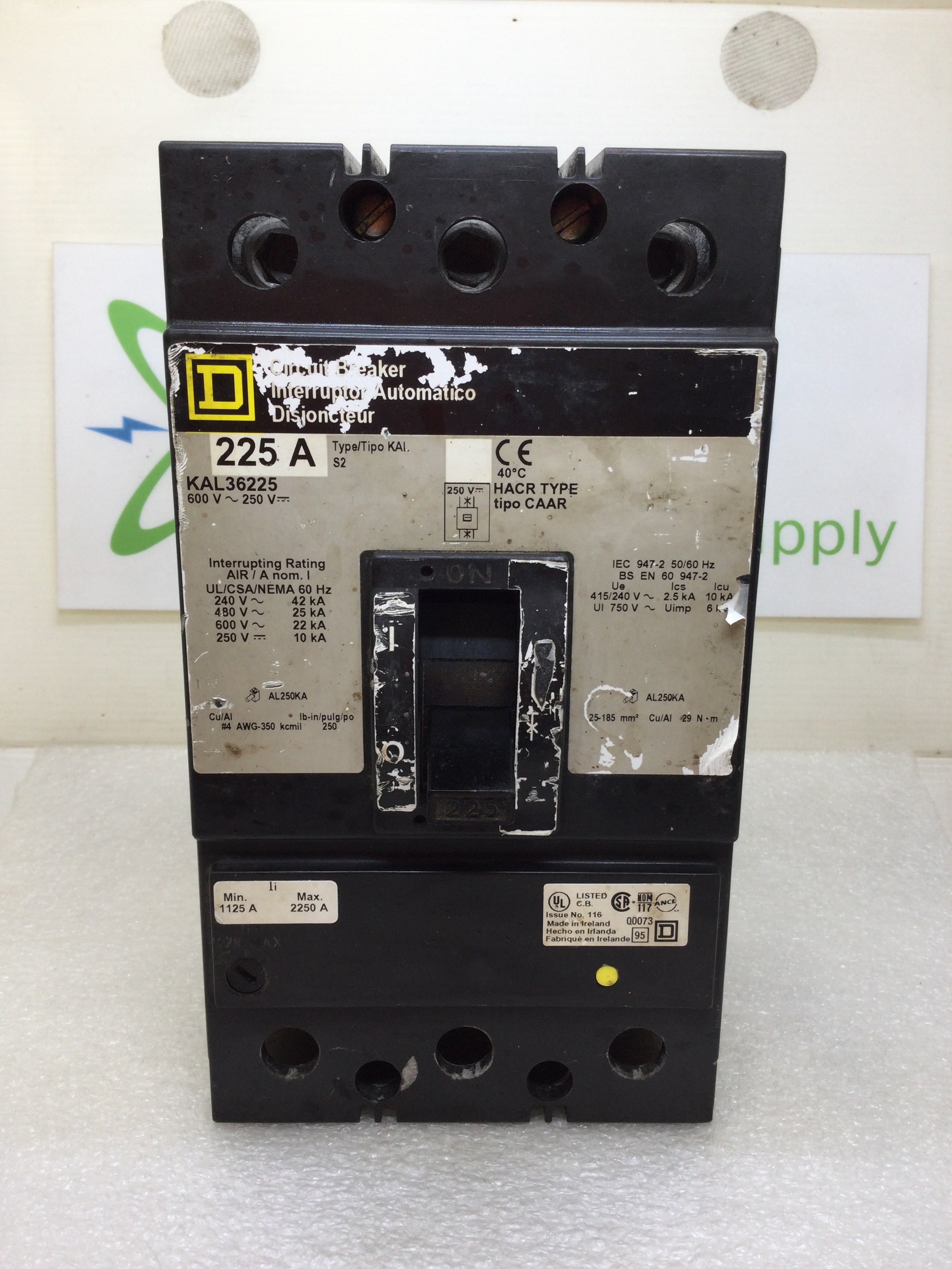 Square D KAL36225 225 Ampere 3-polig 600VC Leitungsschutzschalter - Bild 11 von 12