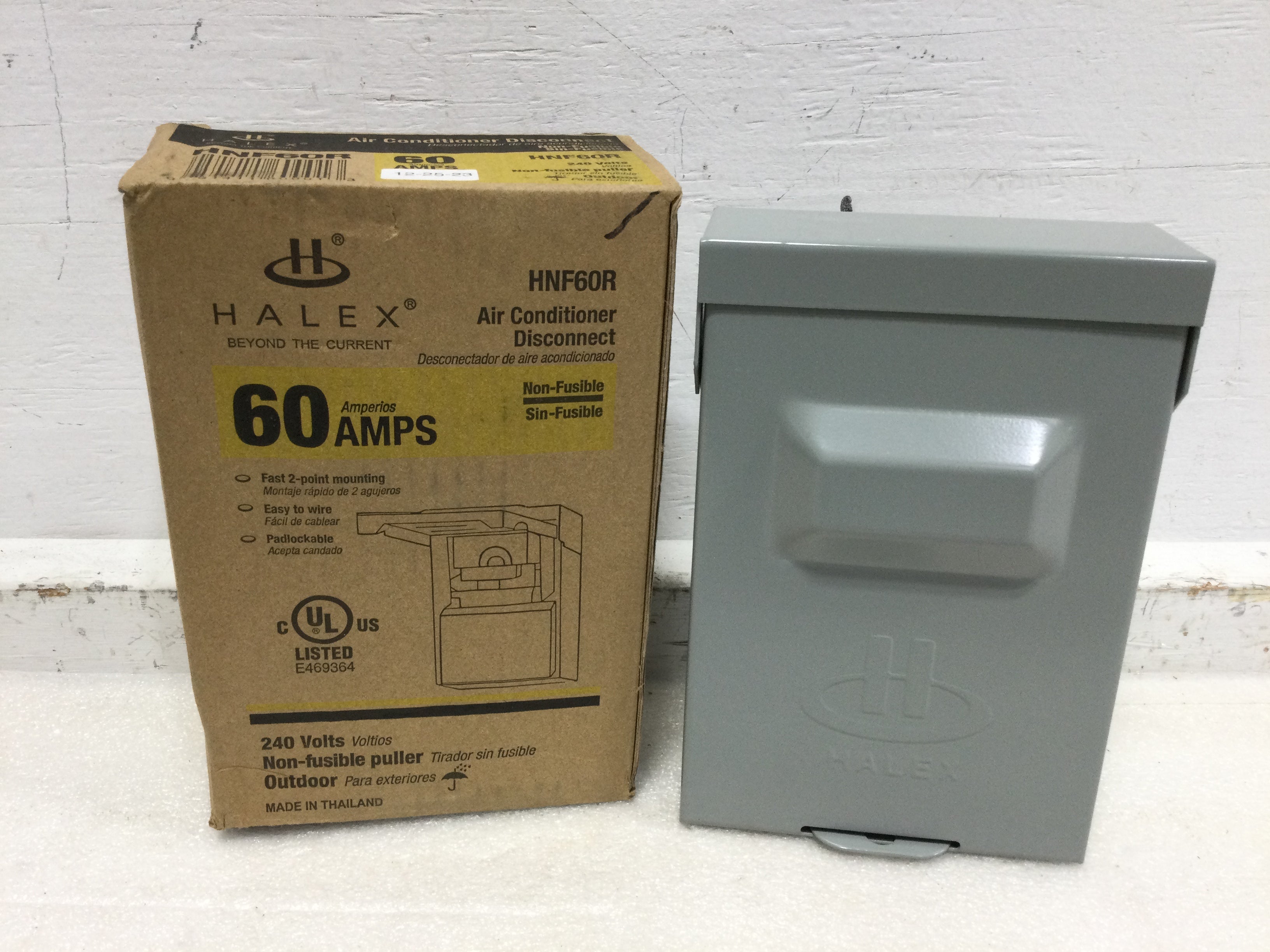Halex HNF60R 60A 120/240V Non-Fused AC Pull Out Disconnect 7 3/8″ x 5 1/8″