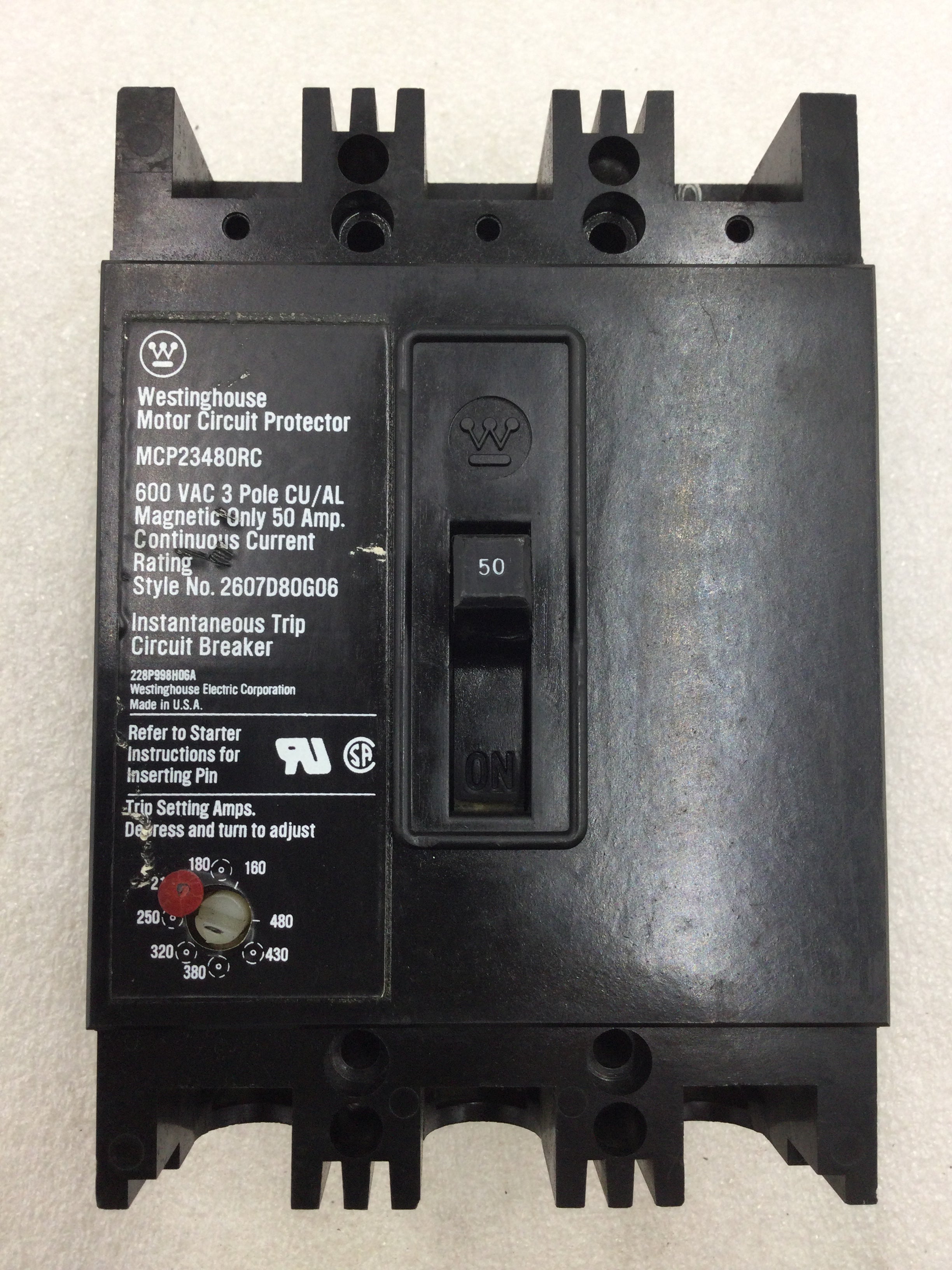 Disyuntor Westinghouse MCP23480RC 50 Amp 3 Polos 600v - Imagen 8 de 9