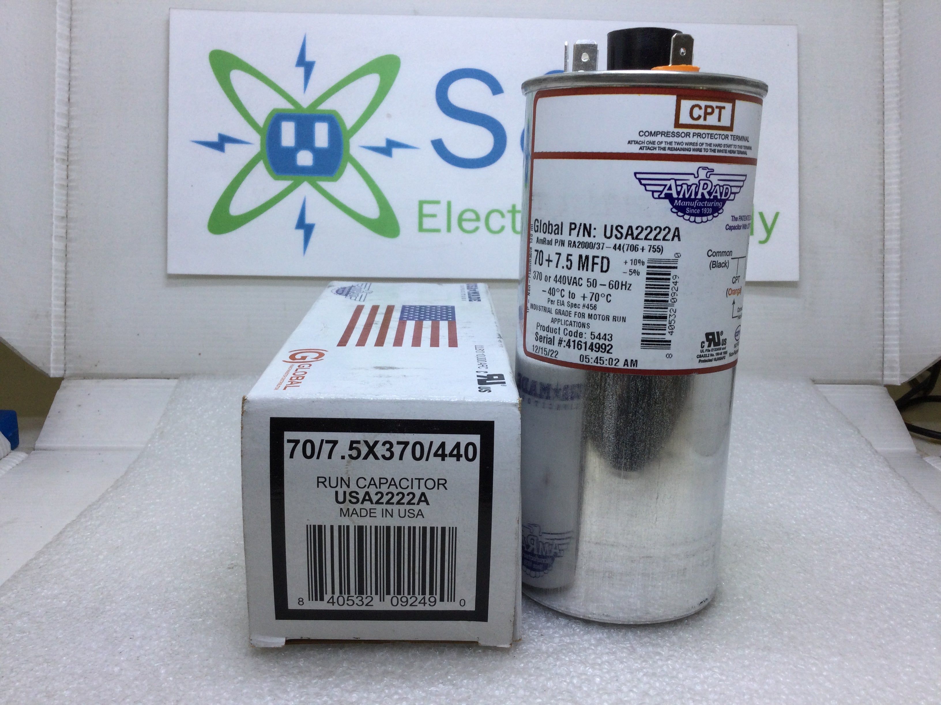 Amrad USA2222A 70+7.5MFD +10%/-5% 370/440V 50/60Hz 70c/-40c Capacitor w/ CPT - Picture 5 of 5