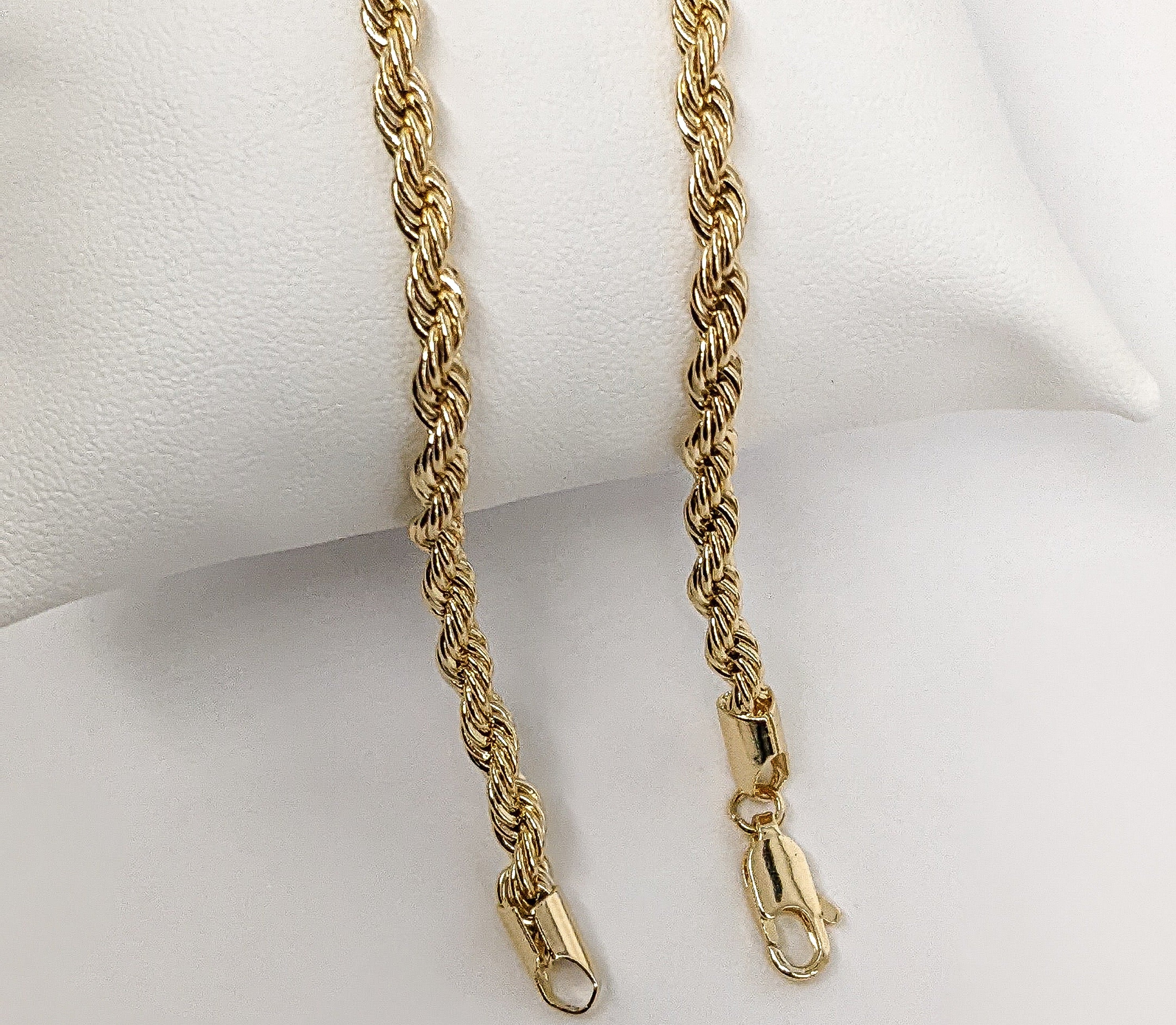 Collar de cadena de cuerda de hip hop de 4 mm 18" 20" 22" 24" 26" pulgadas chapado en oro de 14K para hombre - Imagen 7 de 7