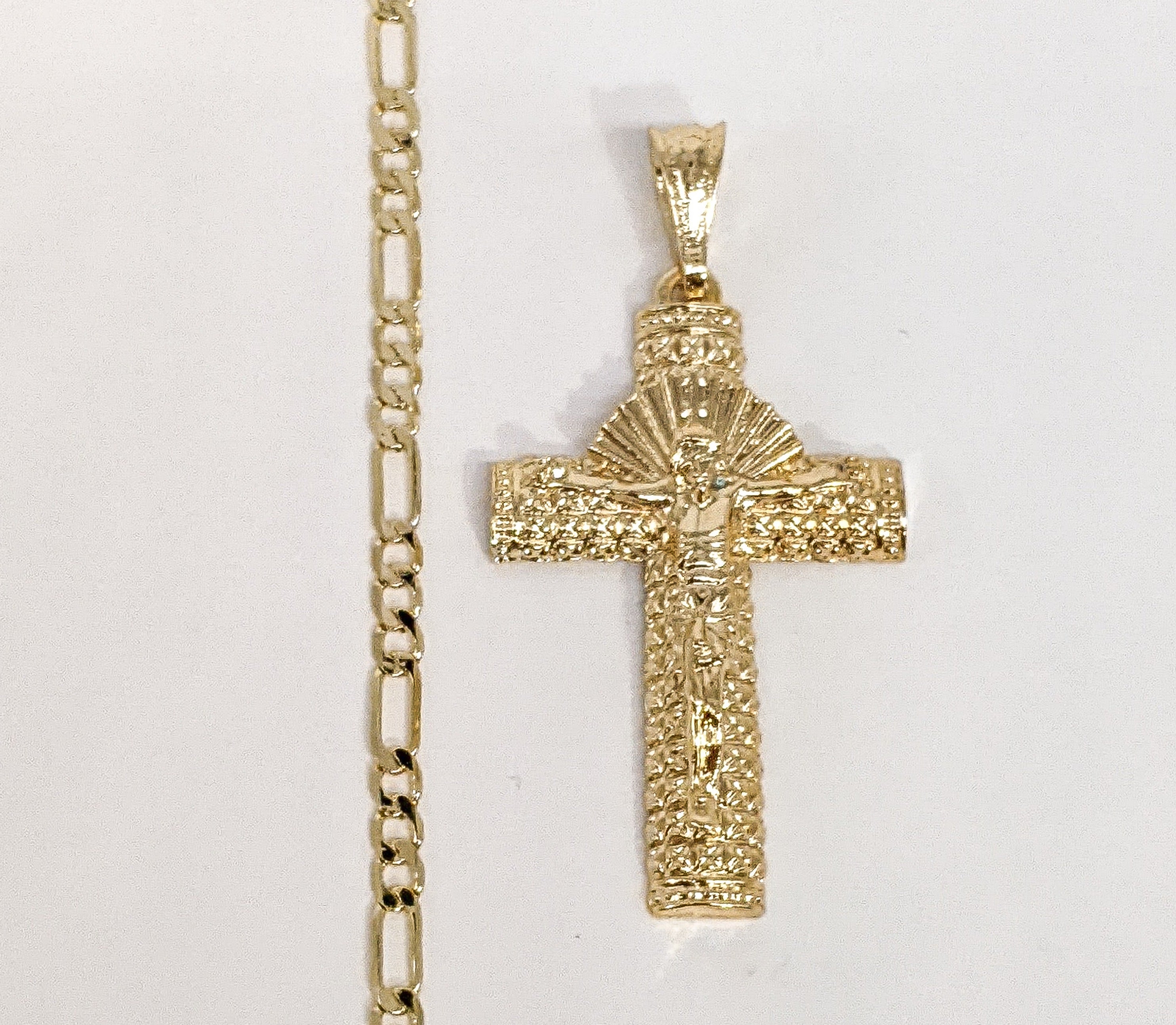Collar de cadena colgante crucifijo crucifijo enchapado en oro de 4 mm para hombre y mujer Oro Cruz Cadena - Imagen 4 de 6