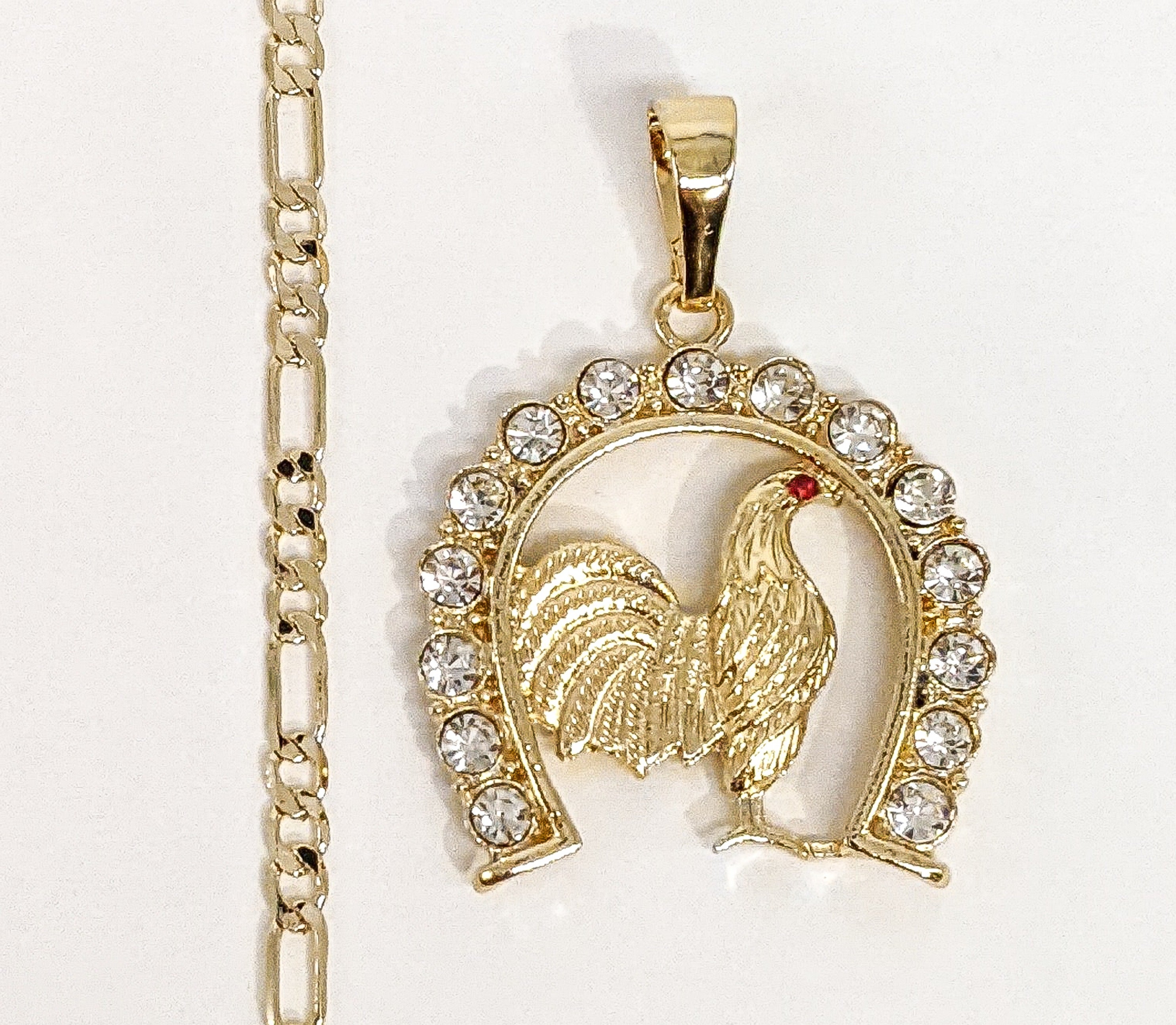 Gold Plated Rooster Chicken Pendant 4mm Necklace Chain Chinese Zodiac Oro Gallo - Picture 6 of 7
