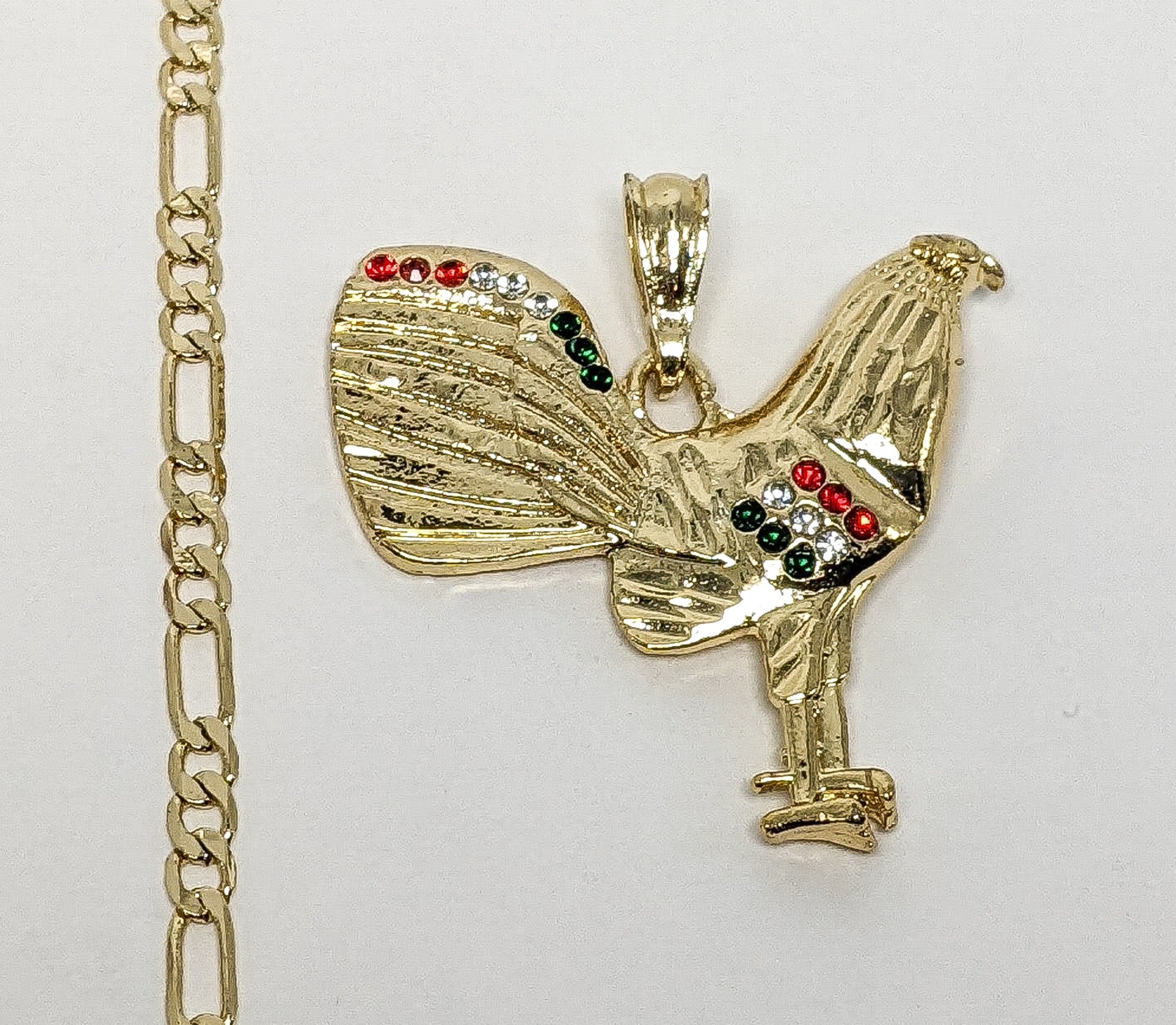 Gold Plated Rooster Chicken Pendant 4mm Necklace Chain Chinese Zodiac Oro Gallo - Picture 5 of 6