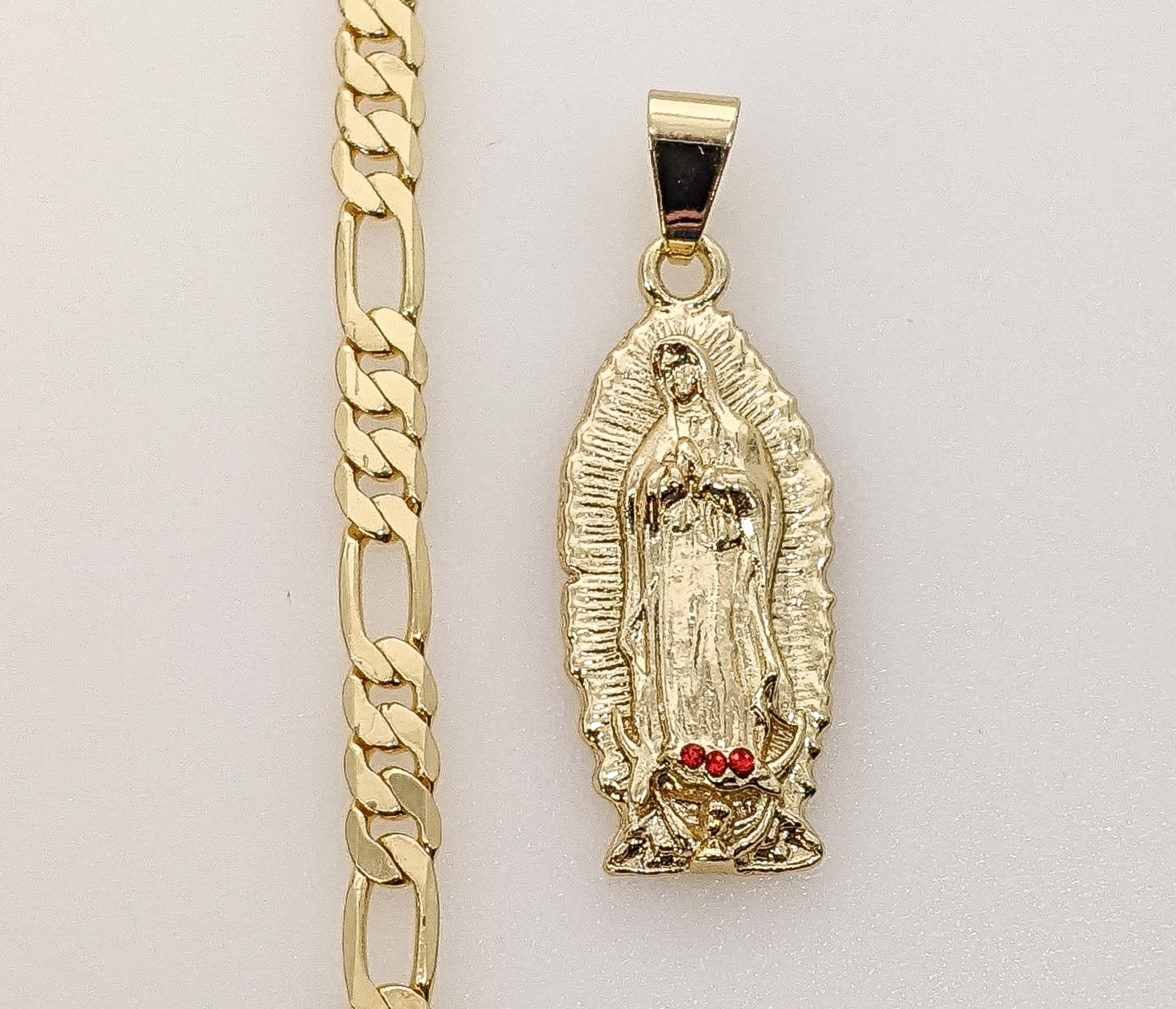 Virgin Mary Gold Plated 5mm Chain Necklace Virgen de Guadalupe Jewelry Oro Dije - Picture 5 of 5