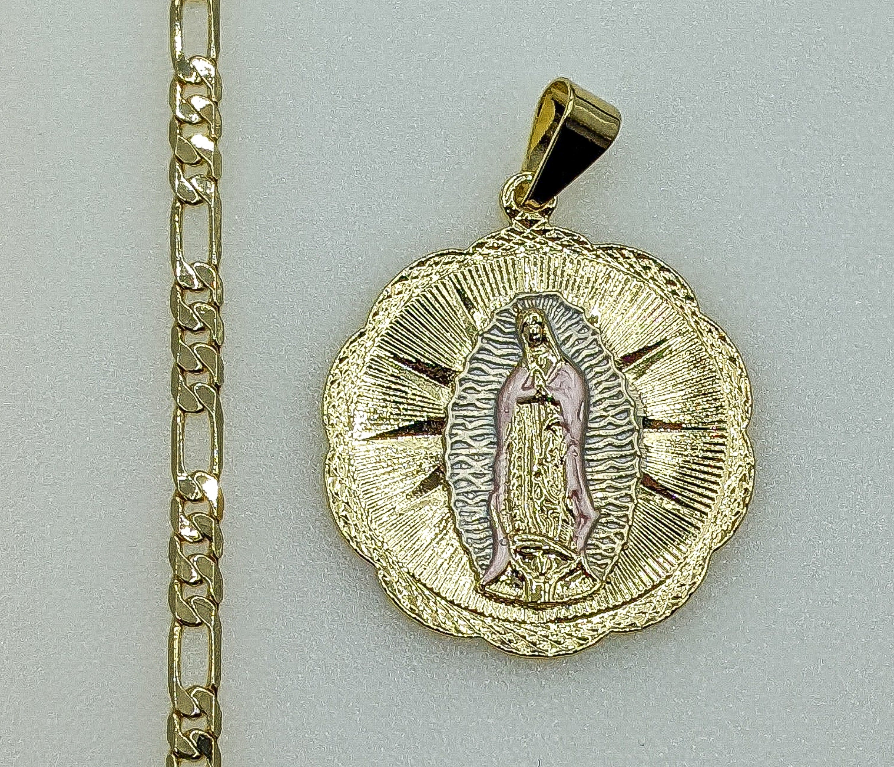 Virgen María Chapado en Oro Colgante 4mm Cadena Collar Joyería Oro Virgen Guadalupe - Imagen 6 de 7